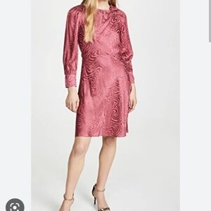 Rebecca Taylor Long Sleeve Swirl Jacquard Dress In Hibiscus